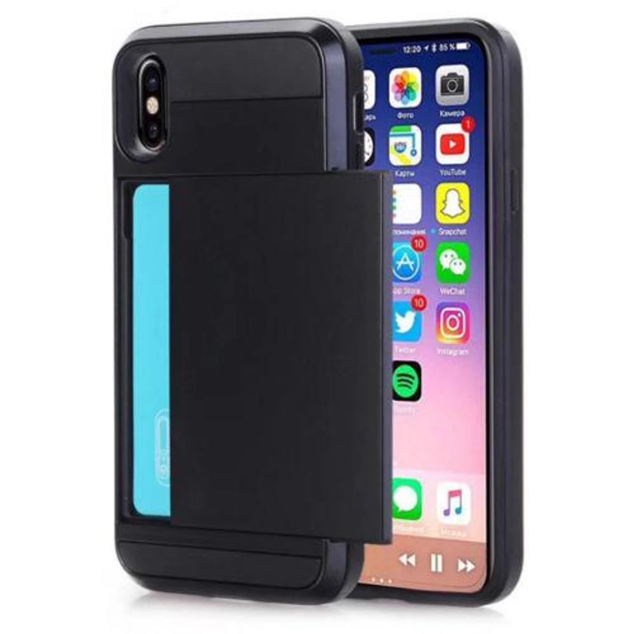 Black Slide Card Pocket Armor Case For Apple IPhone XR 1 Black Slide Card Pocket Armor Case For Apple IPhone XR