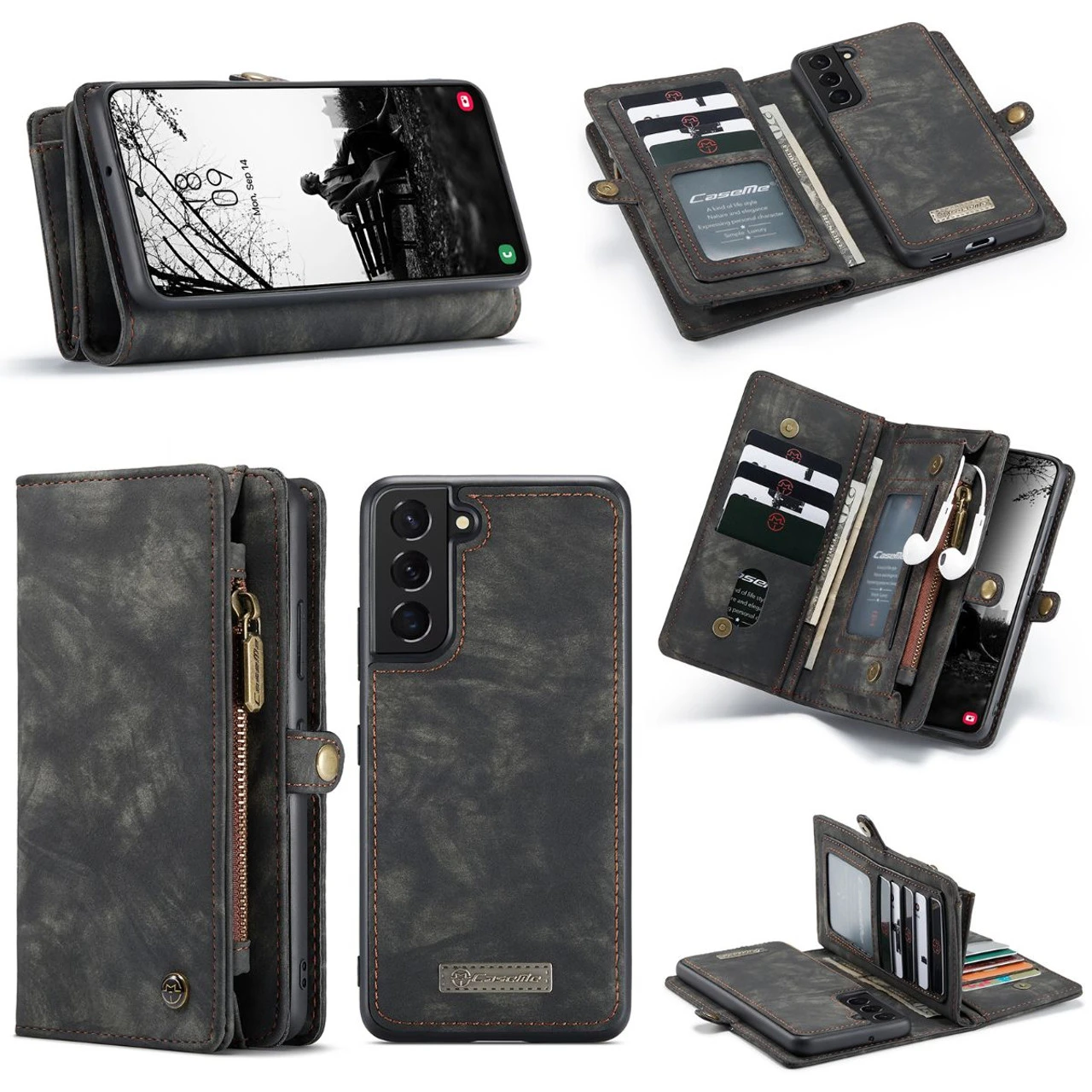 Black CaseMe 11 Card Slot Wallet Magnetic Case For Samsung Galaxy S22 6 Black CaseMe 11 Card Slot Wallet Magnetic Case For Samsung Galaxy S22 - Image 6