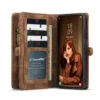 Brown CaseMe 11 Card Slot Wallet Magnetic Case For Samsung Galaxy S22
