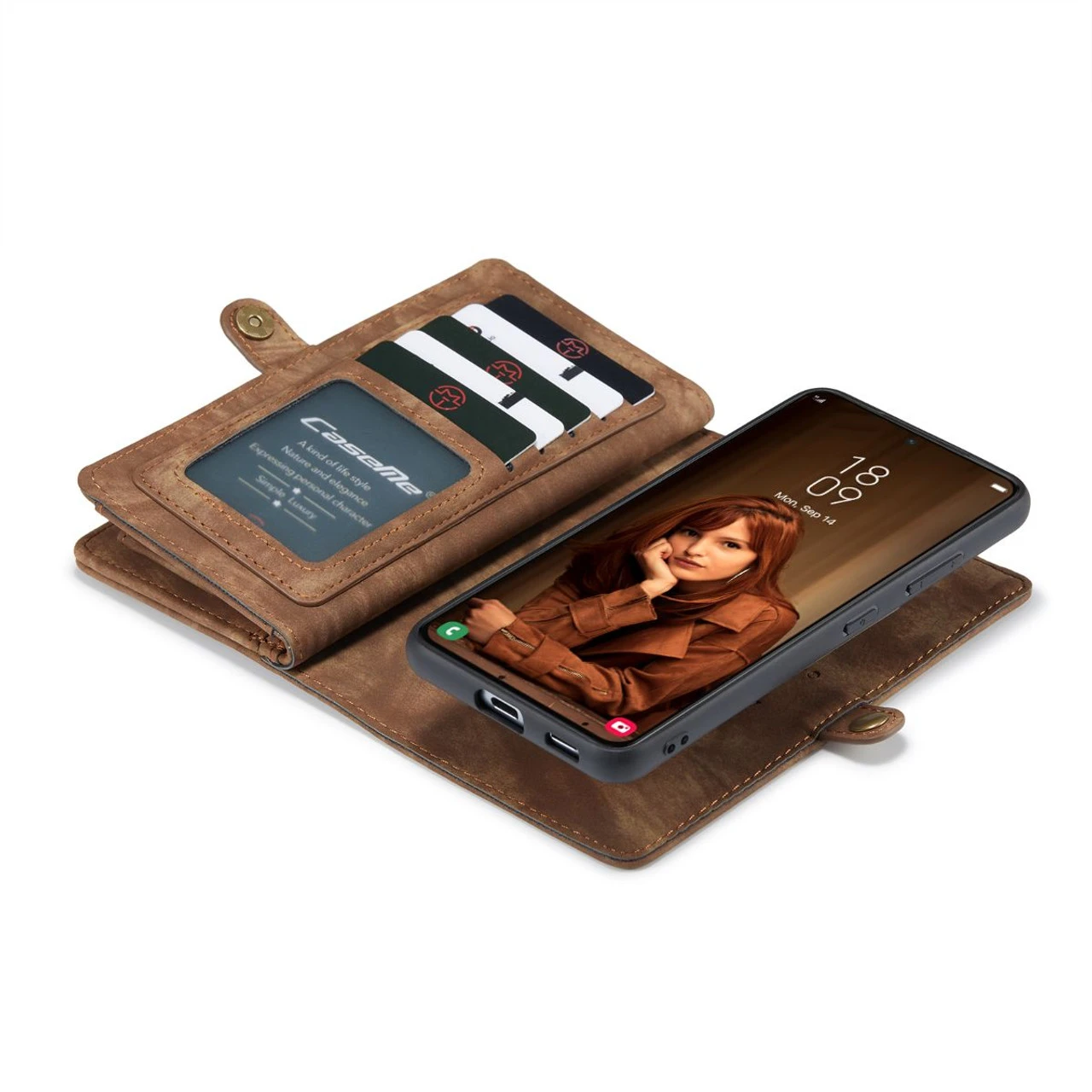 Brown CaseMe 11 Card Slot Wallet Magnetic Case For Samsung Galaxy S22 2 Brown CaseMe 11 Card Slot Wallet Magnetic Case For Samsung Galaxy S22 - Image 2