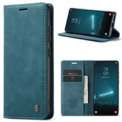Blue CaseMe Slim Soft Wallet Case Cover For Samsung Galaxy S22