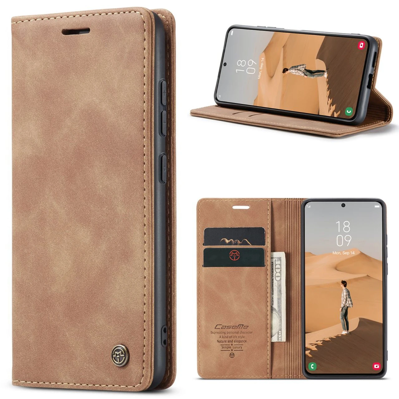 Brown CaseMe Slim Quality 2 Card Slot Wallet Case For Samsung Galaxy S22 1 Brown CaseMe Slim Quality 2 Card Slot Wallet Case For Samsung Galaxy S22
