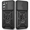 Black Samsung Galaxy S22 Slim Armour 360 Degree Ring Camera Guard Case