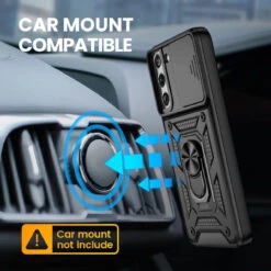 Black Samsung Galaxy S22 Slim Armour 360 Degree Ring Camera Guard Case -Cheap NewCase Store samsung galaxy s22 metal ring camera protect case black 3 02727.1645947611