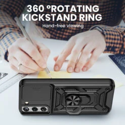 Black Samsung Galaxy S22 Slim Armour 360 Degree Ring Camera Guard Case -Cheap NewCase Store samsung galaxy s22 metal ring camera protect case black 4 55976.1645947611