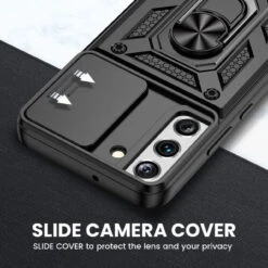 Black Samsung Galaxy S22 Slim Armour 360 Degree Ring Camera Guard Case -Cheap NewCase Store samsung galaxy s22 metal ring camera protect case black 5 34088.1645947611