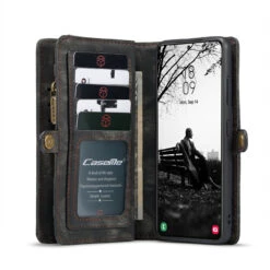Black 2 In 1 Magnetic Retro Purse / Wallet Case For Galaxy S22+ Plus