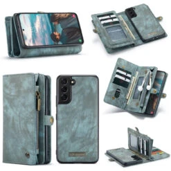 Blue Samsung Galaxy S22+ Plus 2 In 1 Multi-Functional Wallet Shock Proof Case -Cheap NewCase Store samsung galaxy s22 plus caseme multifunctional wallet blue 6 93398.1681795308