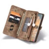 Brown Samsung Galaxy S22 Ultra Wallet Zipper Purse Removeable Magnetic Case