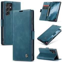 Blue CaseMe Soft Matte Quality Wallet Case For Samsung Galaxy S22 Ultra