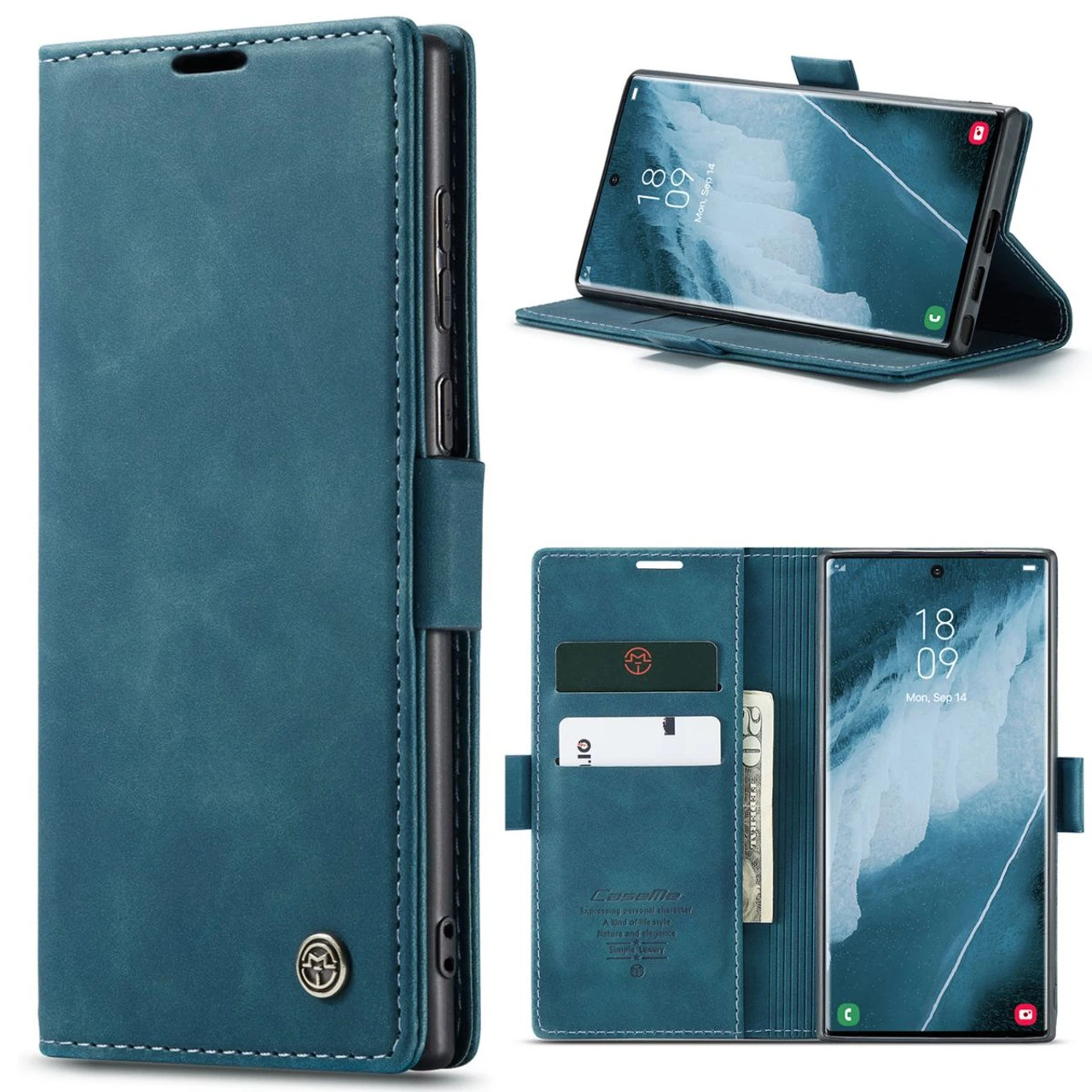 Blue CaseMe Soft Matte Quality Wallet Case For Samsung Galaxy S22 Ultra 5 Blue CaseMe Soft Matte Quality Wallet Case For Samsung Galaxy S22 Ultra - Image 5