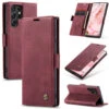 Wine CaseMe Soft Matte Exceptional Wallet Case For Samsung Galaxy S22 Ultra