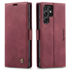 Wine CaseMe Soft Matte Exceptional Wallet Case For Samsung Galaxy S22 Ultra -Cheap NewCase Store samsung galaxy s22 ultra caseme slim wallet wine 4 20854.1681772327