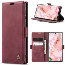 Wine CaseMe Soft Matte Exceptional Wallet Case For Samsung Galaxy S22 Ultra -Cheap NewCase Store samsung galaxy s22 ultra caseme slim wallet wine 5 30344.1681772327