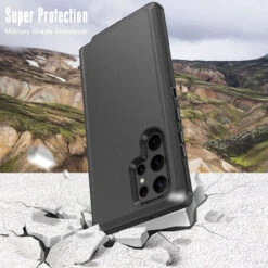 Black Samsung Galaxy S22 Ultra Full Body Heavy Duty Holster Case -Cheap NewCase Store samsung galaxy s22 ultra military grade defender holster case black 5 14951.1684988949