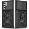 Black Metal Ring Shock Proof Camera Protection Case For Samsung Galaxy S22 Ultra
