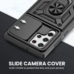 Black Metal Ring Shock Proof Camera Protection Case For Samsung Galaxy S22 Ultra -Cheap NewCase Store samsung galaxys s22 ultra metal ring camera protect case black 3 37981.1646030704