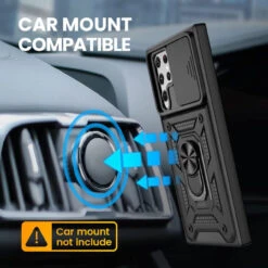 Black Metal Ring Shock Proof Camera Protection Case For Samsung Galaxy S22 Ultra -Cheap NewCase Store samsung galaxys s22 ultra metal ring camera protect case black 4 68484.1646030699