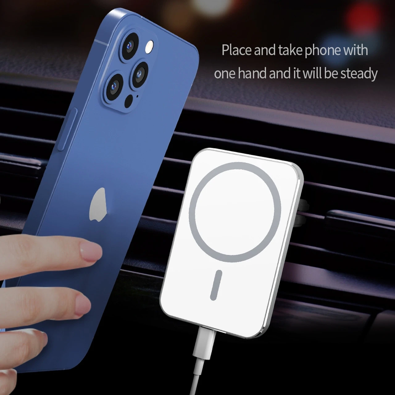 X19 Magsafe Car Air Vent 15W Fast Charging Qi Magnetic Wireless Charger - White 7 X19 Magsafe Car Air Vent 15W Fast Charging Qi Magnetic Wireless Charger - White - Image 7