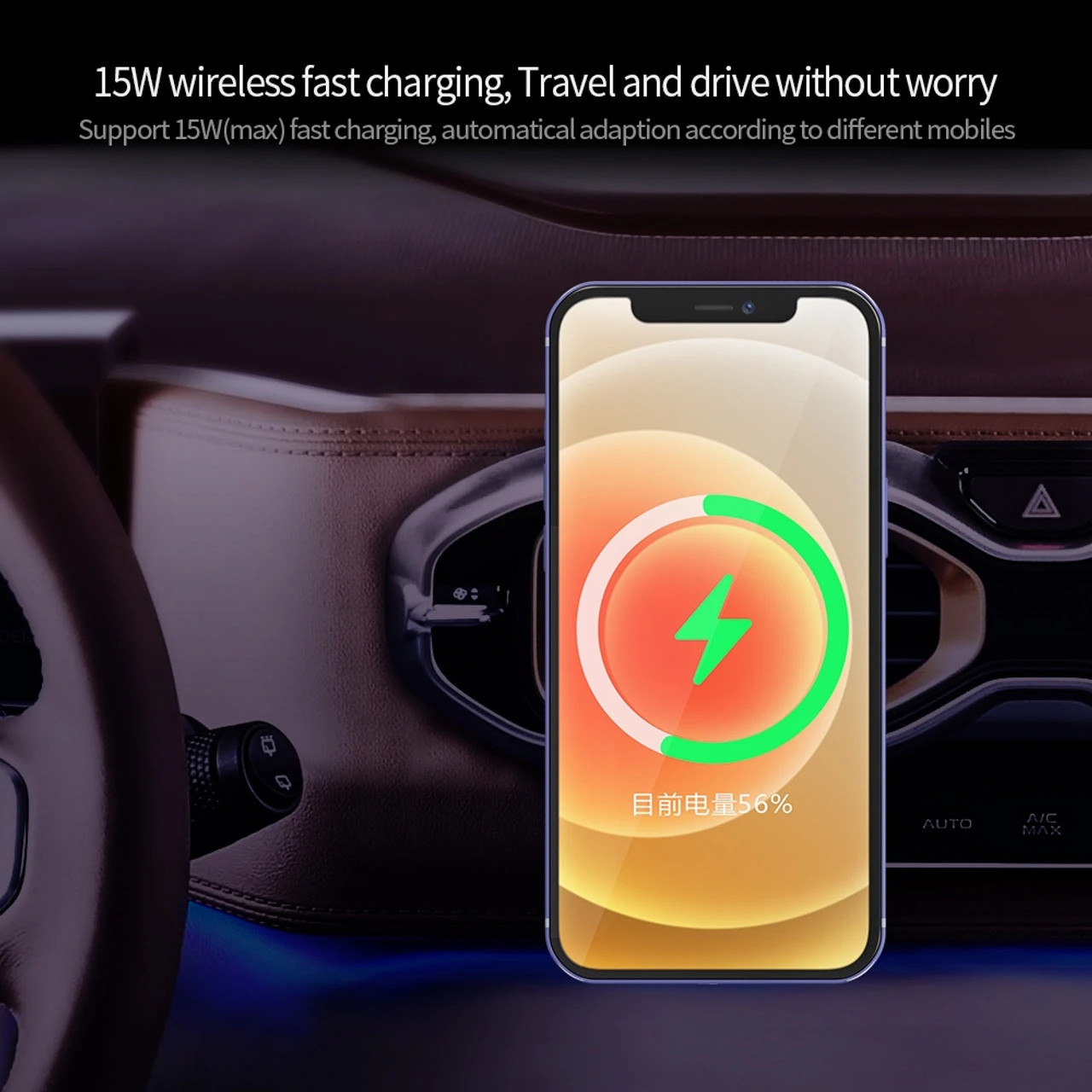 X19 Magsafe Car Air Vent 15W Fast Charging Qi Magnetic Wireless Charger - Black 4 X19 Magsafe Car Air Vent 15W Fast Charging Qi Magnetic Wireless Charger - Black - Image 4