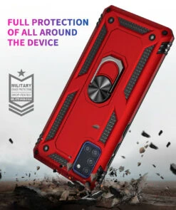 Red Shock Proof 360 Rotating Metal Ring Stand Case For Galaxy A71 5G -Cheap NewCase Store zzz 10870.1604944138